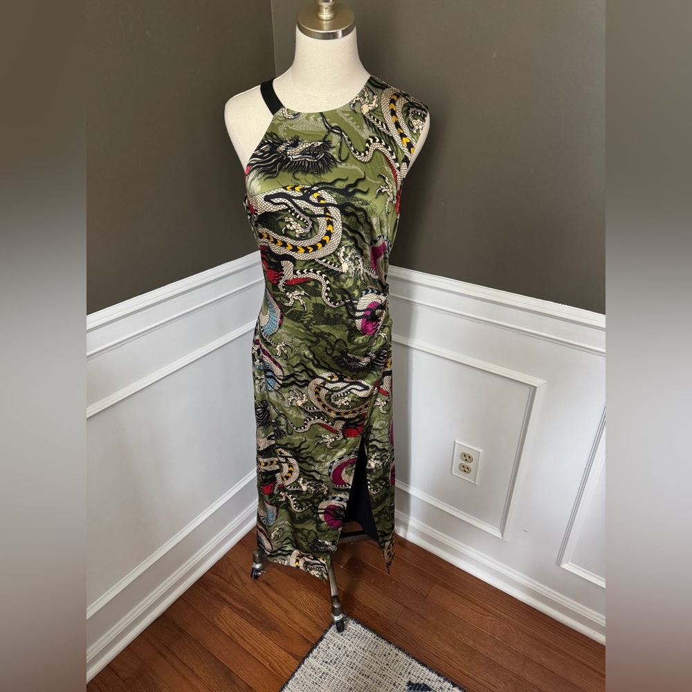 Nicole Miller Silk Dragon Print Dress. Size 12. Brand new with tags.
